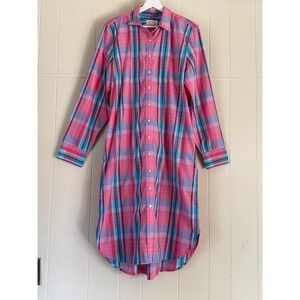 J.Crew Women Plaid Cotton Button Front Classic Shirt Dress Size 12 Preppy Spring
